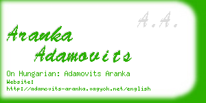 aranka adamovits business card